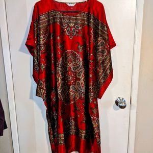 Red satin dress robe from China
